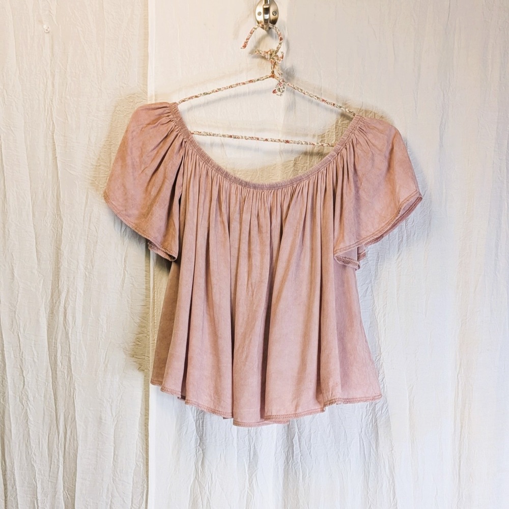 Free People Sunsetter Tee Relaxed Top Small 100% Rayon Strawberry Smoothie